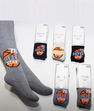 İç Giyim6'lı Paket Ekinoks Basketbol Süper Star Erkek Çocuk Havlu Termal Külotlu Çorap