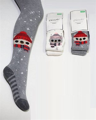Külotlu ÇorapEkinoks Atkılı Bereli Sevimli Ayı Desenli Havlu Kız Çocuk 3'lü Paket Termal Külotlu Çorap